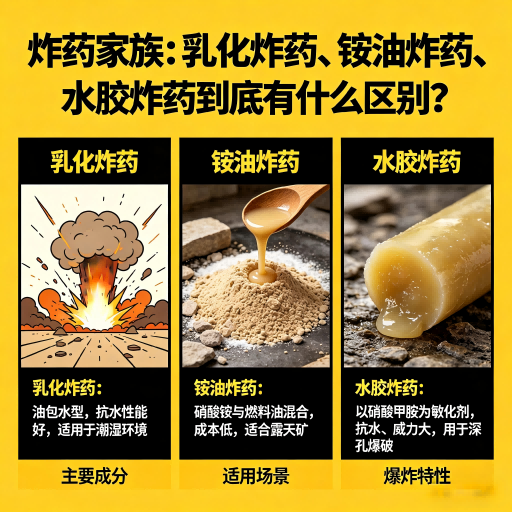 沧县炸药家族：乳化炸药、铵油炸药、水胶炸药到底有什么区别？